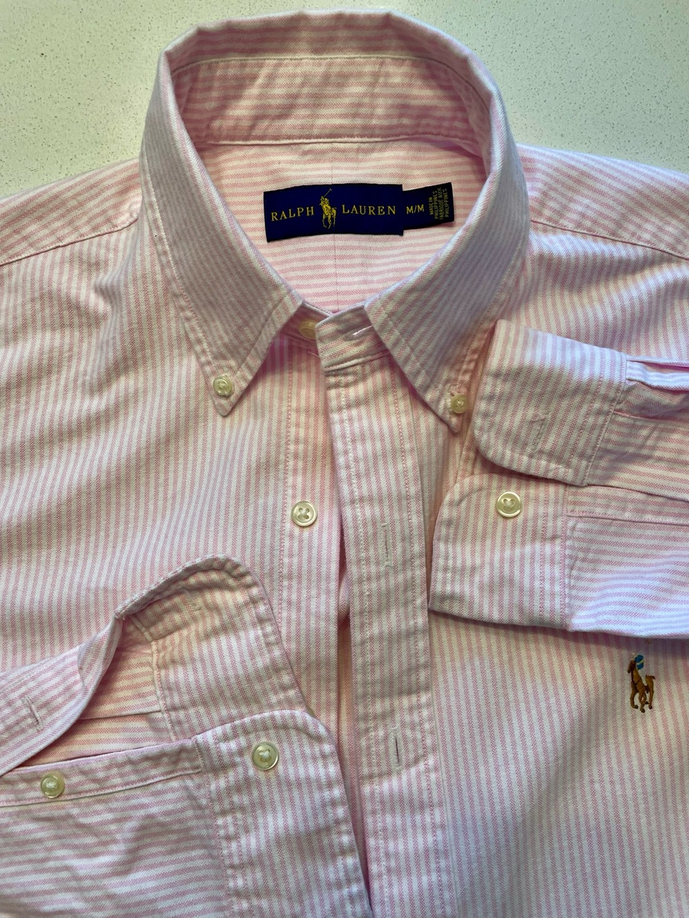 Ralph Lauren - all cotton striped Oxford shirt Size Medium